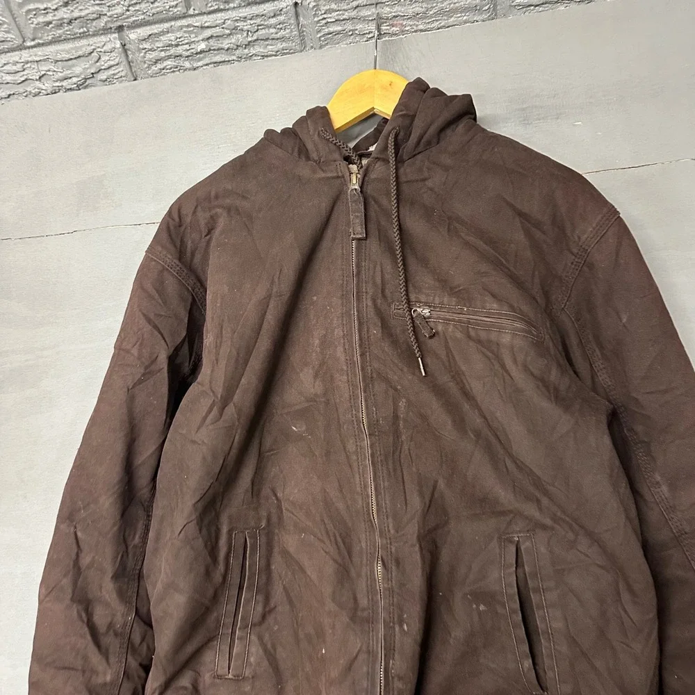 Walls Mens Vintage Sherpa Lined‎ Canvas Work Jacket Brown Hooded Coat Large